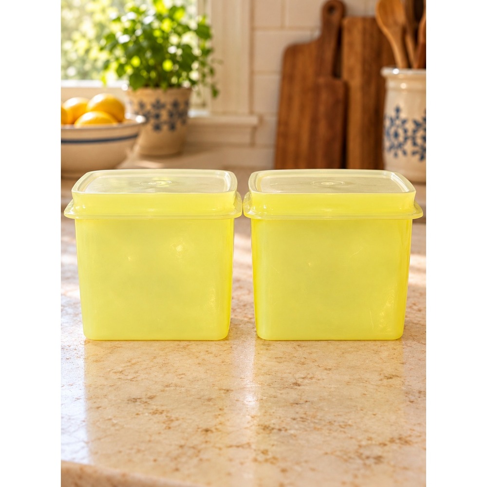 Vintage Tupperware Lemon Yellow Shelf Saver Containers Set of 2 With Lids Canada
